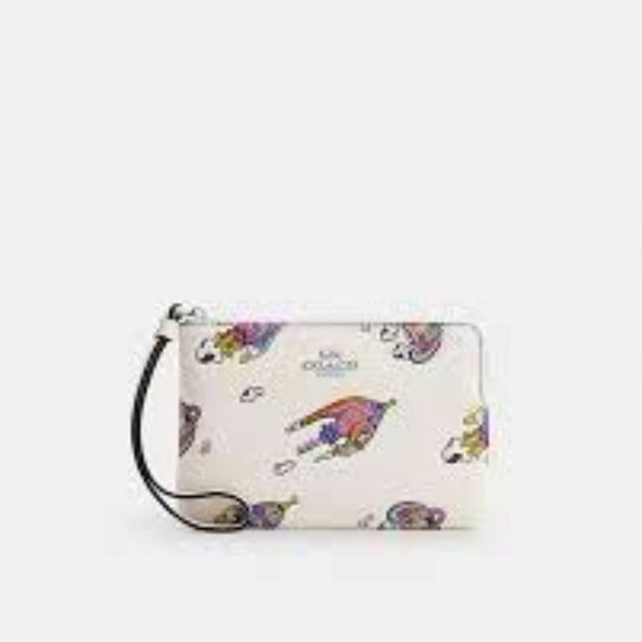 Coach Cosmic Corner Zip Wristlet With Rocket Print - Picture 2 of 6